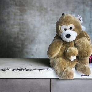 SKM Stuffed Plush 14" TEDDY BEAR with CUB BACKPACK W/ Straps , NWT VTG CUTE